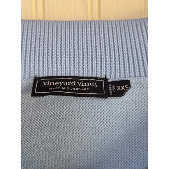 Vineyard Vines Sweater Womens XXS Blue Cotton V Neck Whale Logo‎ Pullover - Picture 5 of 9